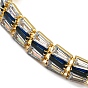Rack Plating Brass Rectangle Link Bracelet, Cubic Zirconia Tennis Bracelets, Long-Lasting Plated, Cadmium Free & Lead Free