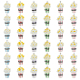 36Pcs 6 Colors Opaque Resin Pendants, Popcorn, with Platinum Tone Iron Loops
