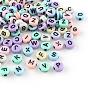 Flat Round Craft Style Opaque Acrylic Beads, Horizontal Hole, Mixed Letters, 6.5x3mm, Hole: 1.5mm, about 4000pcs/500g