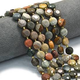 Океан Природный яшмы бисер нитей, граненый шестиугольный разрез, плоско-круглые, с бисером