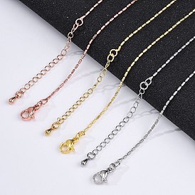 Ожерелья-цепочки из латунной колонны для женщин, 304 из нержавеющей стали застежкой омар, стойки покрытие, без свинца и без кадмия, долговечный