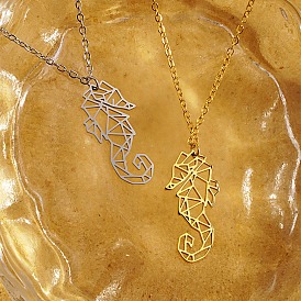 Ожерелье из нержавеющей стали с подвеской в виде морского конька оригами