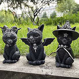 Halloween Resin Cat/Owl Figurines, for Home Desktop Decoration