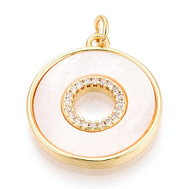 Латунные микропаве прозрачные подвески с фианитом, с оболочкой, плоско-круглые, без кадмия и без свинца, с целью перехода в кольце
