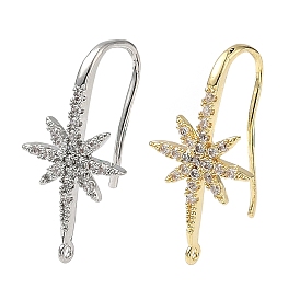 Латунные серьги-кольца из прозрачного кубического циркония, звезда