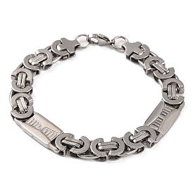 304 Stainless Steel Byzantine Chain Bracelets, with 201 Stainless Steeel Findings