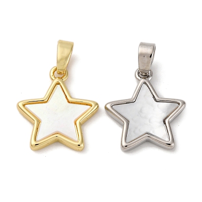 Подвески в виде звезд из натуральной белой ракушки из латуни, стойки покрытие, долговечный, без кадмия и без свинца