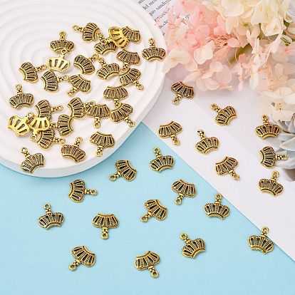 Tibetan Style Alloy Charms, Cadmium Free & Lead Free, Crown, 14x12x2mm, Hole: 1mm