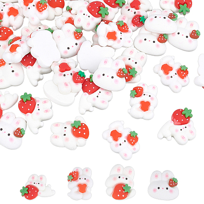 40 pcs 4 estilo cabujones de resina opaca, conejo con fresa