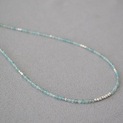 Elegant Blue Gemstone Beaded Necklace - Minimalist, Delicate, Unique, Fashionable.