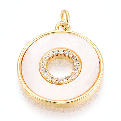 Латунные микропаве прозрачные подвески с фианитом, с оболочкой, плоско-круглые, без кадмия и без свинца, с целью перехода в кольце