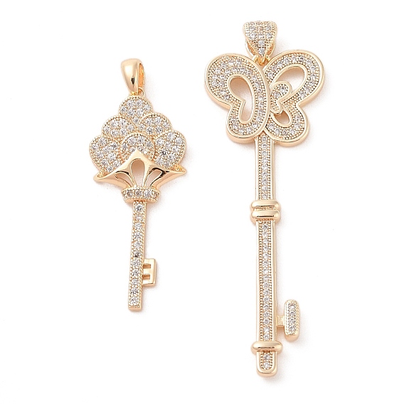 Большие подвески из латуни с микропейвом и прозрачным фианитом, без кадмия, без никеля и без свинца, ключ
