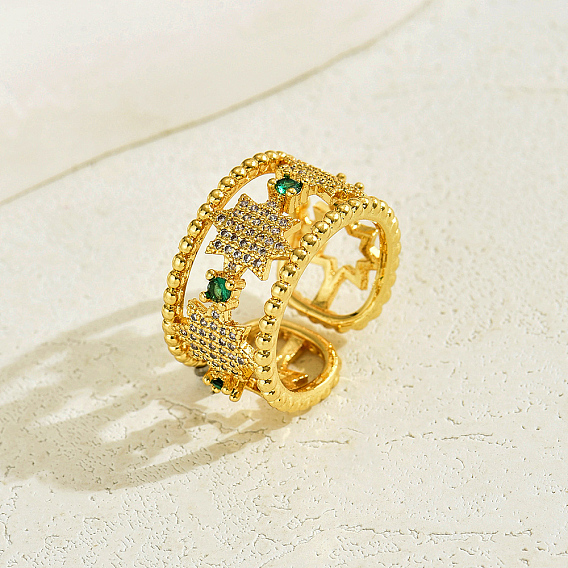 Манжеты из латуни с микро паве кубический цирконий для женщин, звезда