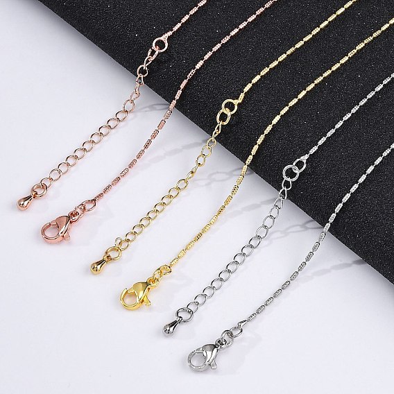 Ожерелья-цепочки из латунной колонны для женщин, 304 из нержавеющей стали застежкой омар, стойки покрытие, без свинца и без кадмия, долговечный