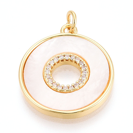 Латунные микропаве прозрачные подвески с фианитом, с оболочкой, плоско-круглые, без кадмия и без свинца, с целью перехода в кольце