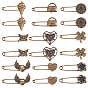18 piezas 9 estilos de alfileres de aleación para falda escocesa para ropa de mochila, Bronce antiguo