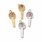 304 Stainless Steel Pendants, with Rhinestone and Jump Rings, Key Charms, Stainless Steel Color