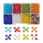 120g 8 Colors Round Glass Seed Beads, Transparent Colours Rainbow, Round