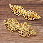 Brass Filigree Hair Barrette, Hollow out, with Iron Findings, Flower