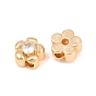 SHEGRACE Brass Micro Pave Clear Cubic Zirconia Beads, Flower, Cadmium Free & Lead Free & Nickel Free, Long-Lasting Plated