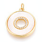 Латунные микропаве прозрачные подвески с фианитом, с оболочкой, плоско-круглые, без кадмия и без свинца, с целью перехода в кольце