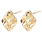 SHEGRACE Brass Stud Earring Findings, Rhombus, Cadmium Free & Lead Free & Nickel Free, Long-Lasting Plated