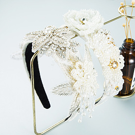 Baroque Style Handmade Pearl and Crystal Flower Headband Hair Clip