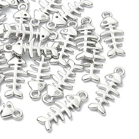 SHEGRACE Brass Micro Pave Cubic Zirconia Fishbone Charms, Cadmium Free & Nickel Free & Lead Free