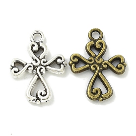 Tibetan Style Alloy Pendants, Lead Free & Cadmium Free, Cross with Heart