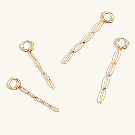 18K Gold Plated Chain Link Earrings with Paperclip Charm