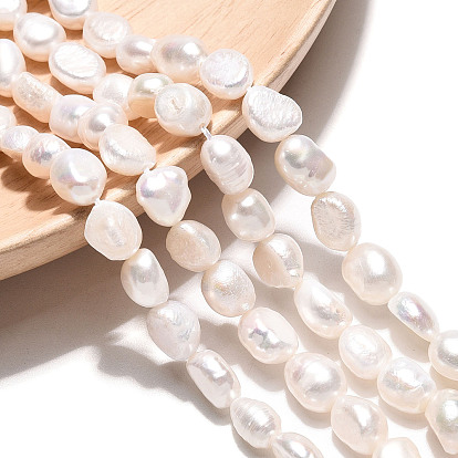 Нити из натурального культивированного пресноводного жемчуга, двух сторон полированной