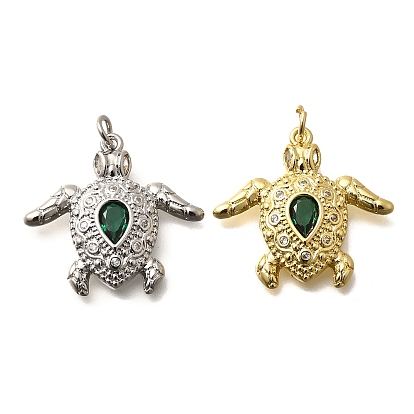 Латунные микро проложить кубического циркония подвески, без кадмия и без свинца, прелести морской черепахи, с целью перехода в кольце