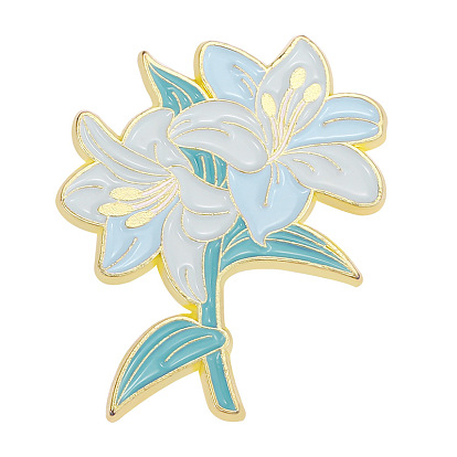 Spring Theme Alloy Brooches, Enamel Flower Lapel Pin, for Backpack Clothes, Golden