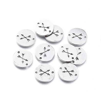 304 Stainless Steel Links Connectors, Laser Cut, Flat Round with Arrow