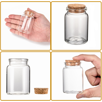 Glass Jar Glass Bottles Bead Containers, with Cork Stopper, Wishing Bottle
