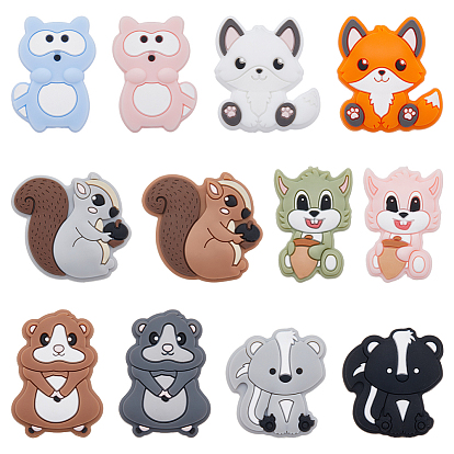 12 шт. 12 стиль, экологически чистые силиконовые фокальные бусины пищевого качества, cmешанных животных