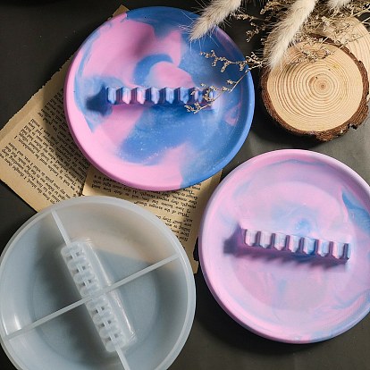 Moules d'affichage ronds en silicone pour bricolage, moules à assiettes décoratives, moules de résine, pour la résine UV, fabrication de bijoux en résine époxy