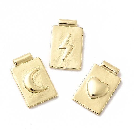 Латунные подвески, прямоугольник амулеты, без кадмия и без свинца, стойки покрытие, долговечный, реальный 18 k позолоченный
