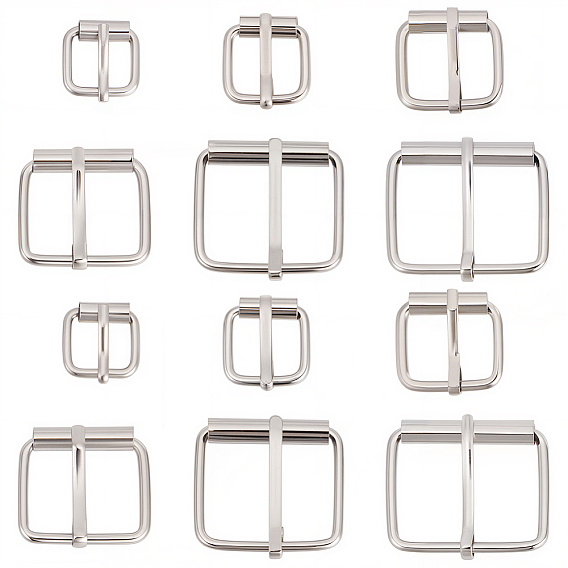 24 pièces 6 styles boucles à rouleau en alliage pour connecteur de sangle de sac, rectangle