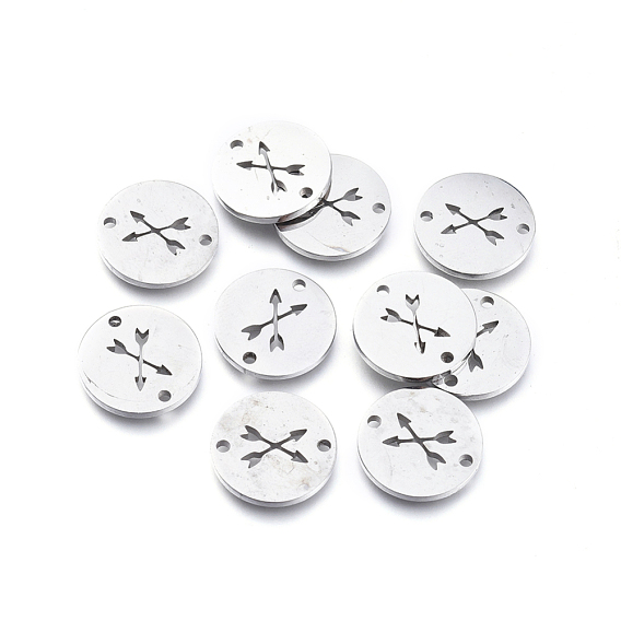 304 Stainless Steel Links Connectors, Laser Cut, Flat Round with Arrow
