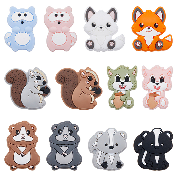 12 шт. 12 стиль, экологически чистые силиконовые фокальные бусины пищевого качества, cmешанных животных