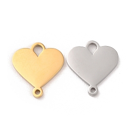 304 Stainless Steel Heart Connector Charms
