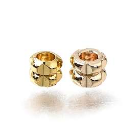 Brass Beads, Barrel with Groove, Rack Plating, Long-Lasting Plated
