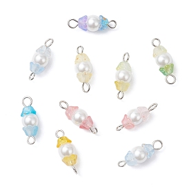 Подвески-соединители из перламутрового стекла и акрила с выпечкой, с железными двойными петлями, разноцветные