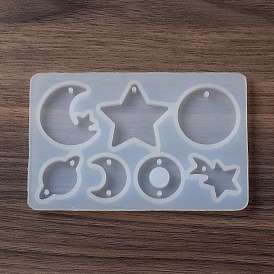 DIY Pendant Food Grade Silicone Molds, Resin Casting Molds, for UV Resin, Epoxy Resin Jewelry Makings, Planet/Moon/Star
