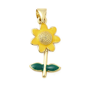 Латунь эмаль подвески, без кадмия, без никеля и без свинца, прелести подсолнуха, реальный 18 k позолоченный
