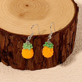 Cute Pineapple Pendant Earrings - European and American Fashion Jewelry, Lovely Fruit Earrings.