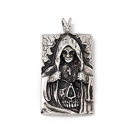 304 Stainless Steel Pendant, Rectangle with Death