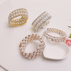 Multi-layered Pearl and Diamond Bracelet for Women - Fashionable and Creative B265
