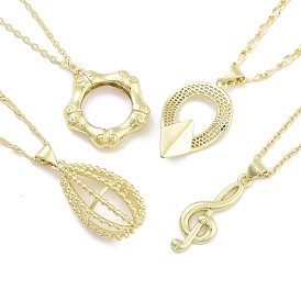 Brass Micro Pave Clear Cubic Zirconia Pendant Necklaces